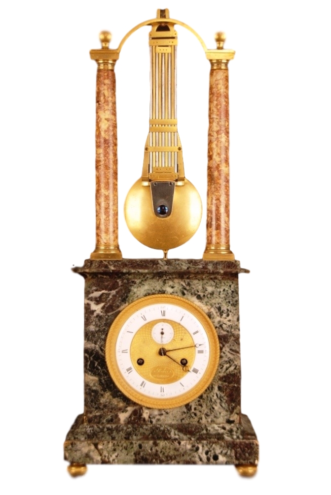 MANTEL CLOCK MYSTERIEUSE met sekondenaanduiding en kwartierslag, gesigneerd 'Robin' en 'Robin au Louvre' Franrijk, ca. 1800